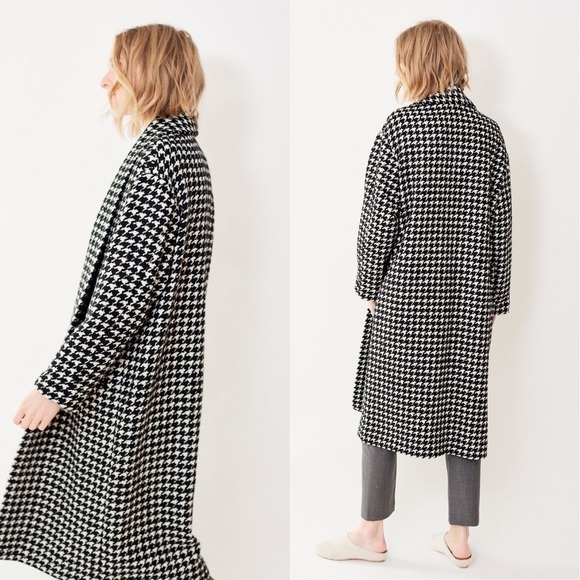 🆕 NILI LOTAN Kidman Houndstooth Virgin Wool Trench Coat in Black/White Sz L - Picture 9 of 9